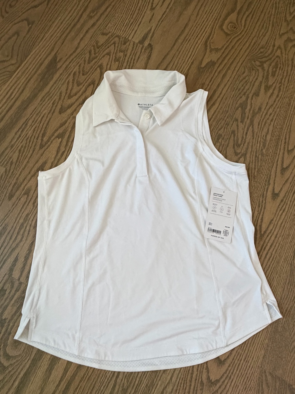 Athleta White Sleeveless Polo Top